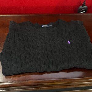 RL XL  women's Cable Knit Black Sweater